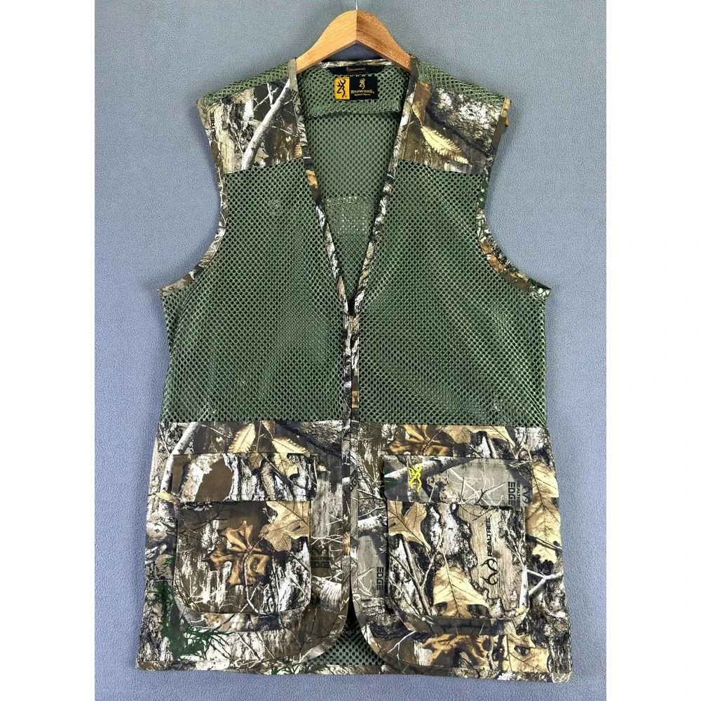 Browning Vest Large Green Realtree Edge Camo Mesh Upland Game Hunting Trapping
